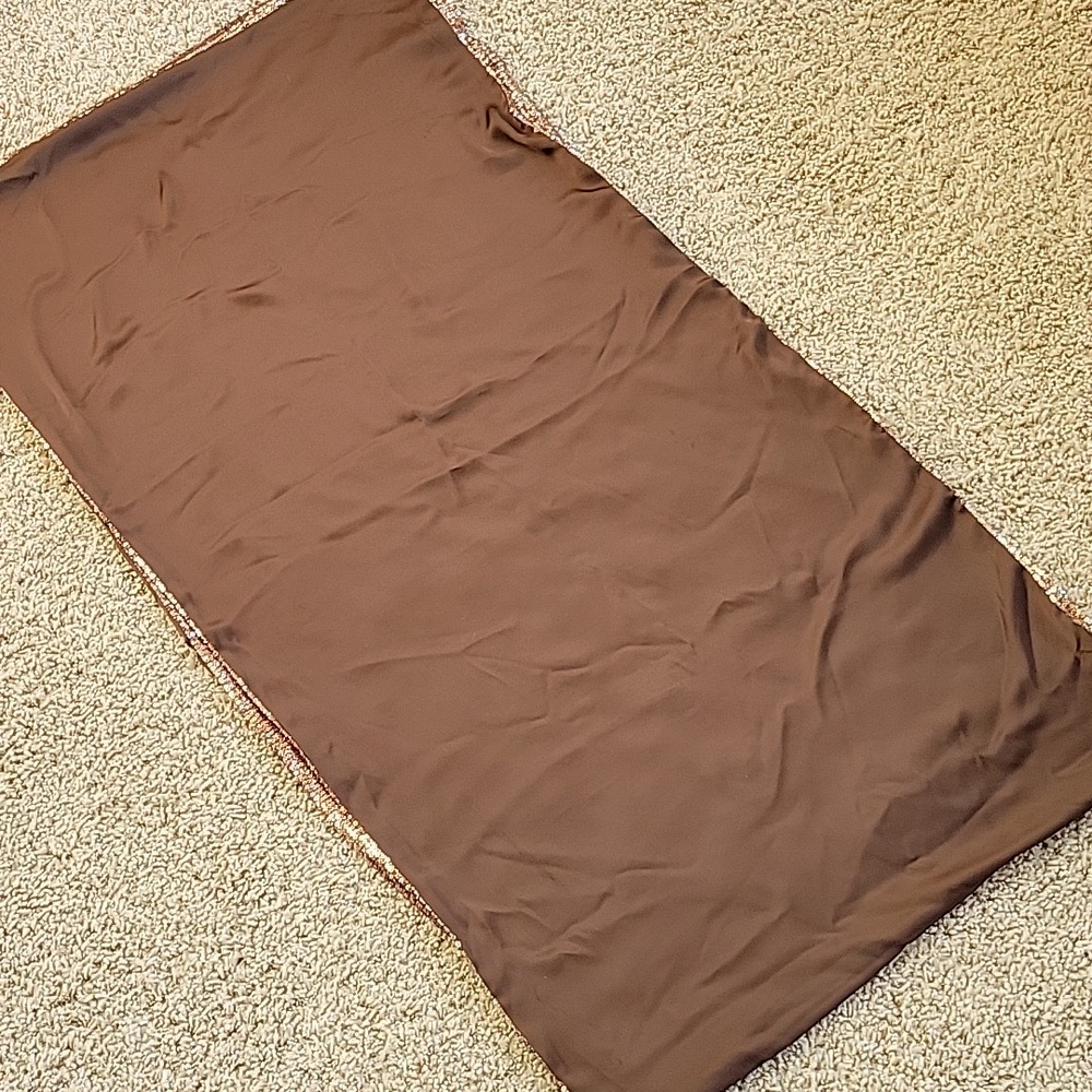 Lauren Ralph Lauren Sequined Wrap With Browntones With A Faint Plaid Pattern - Picture 2 of 7